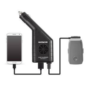 Chargeur de Voiture Allume Cigare 2 en 1 pour Télécommande et Batterie DJI Mavic 2