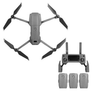 Kit Autocollants Stickers Drone Télécommande & Batteries en Fibre de Carbone pour DJI Mavic 2 Pro & Zoom – ARGENT