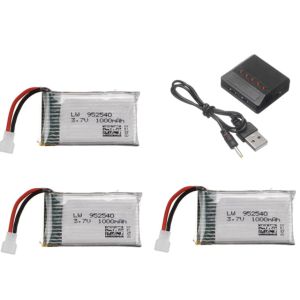 3 Batteries 3.7V 1000mAh avec Chargeur 5 en 1 pour Syma X5 X5C X5SC X5SW TK M68 CX-30 K60 905 V931