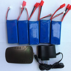 Pack 5 Batteries 7.4V 2000mAh (Connecteur Banana) & Chargeur 3 Ports pour Syma X8C X8W X8G