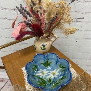 Coupelle terre cuite vernissée fleur