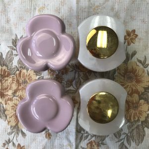 Lot de 4 boutons de robinet vintage marbre et faïence