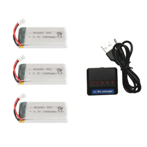 3 Batteries 3.7V 1800mAh & Chargeur USB 5 en 1 pour SYMA X5 X5C X5SC X5SW