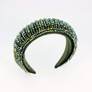 Serre-tête large à strass vert